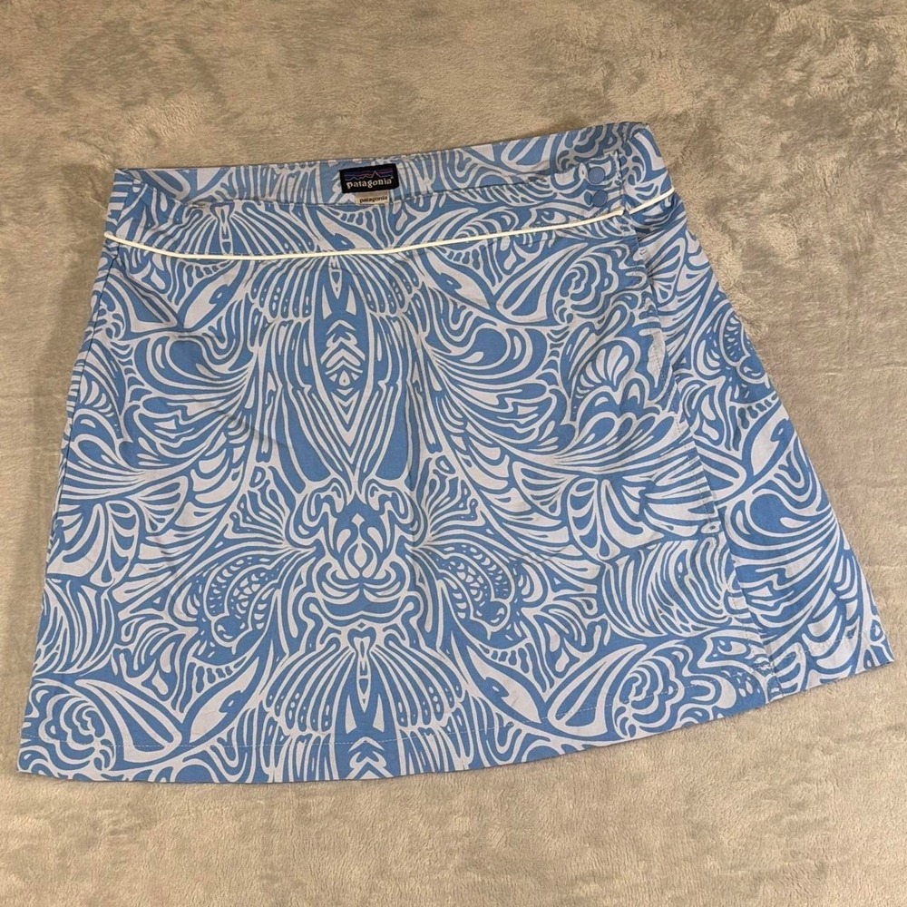 Vintage Patagonia Tropical Print Wrap Skort | Blue/White | Size 10